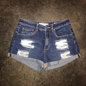 Blue denim shorts